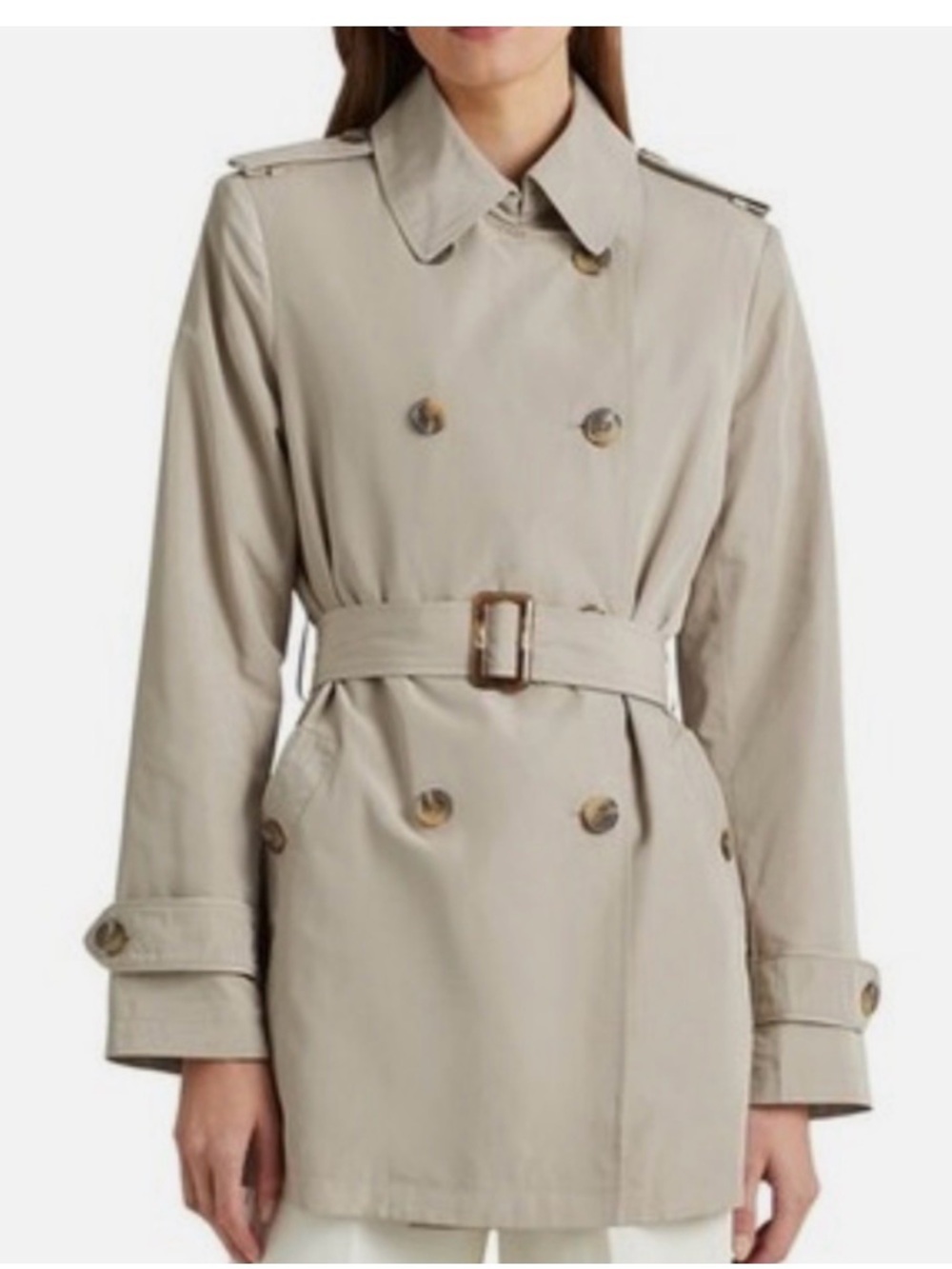 🐎RALPH LAUREN🐎DOUBLE BREASTED TAFFETA TRENCH XL